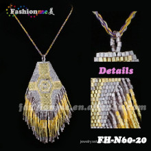 gold color elegant beaded padant tassel necklaces